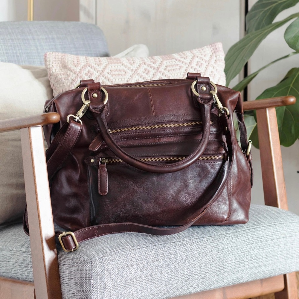 The Leather Store Leather Carryall Purse with crossbody strap